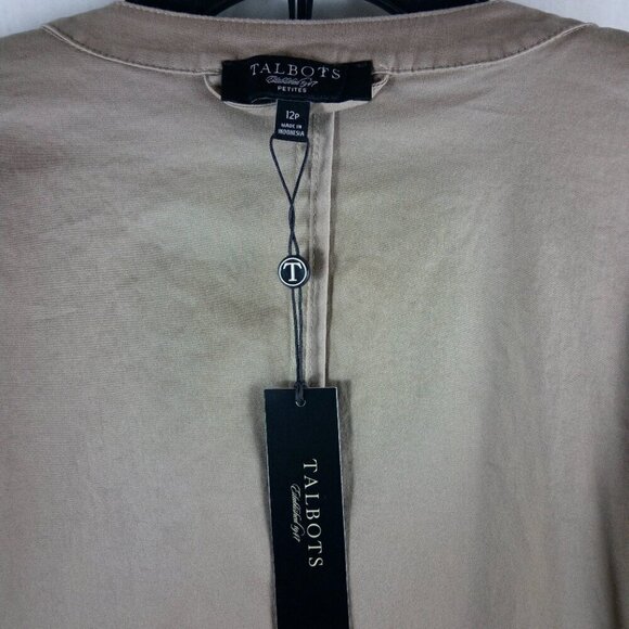 NWT $99 Talbots Petites Womens Size 12P Tan Ruffle Button Front Blazer - Picture 6 of 13